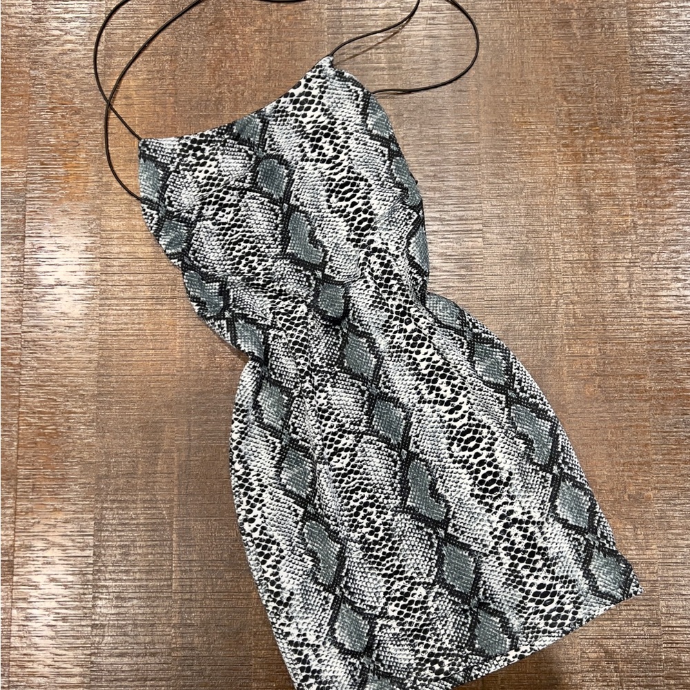 Tiger Mist Open Back Snakeskin Body-con Dress
